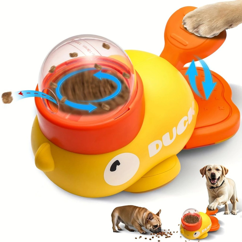 Dispensador Interativo De Comida Para Pets Em Forma De Pato Amarelo, Tigela Lenta para Pets