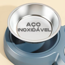 Comedouro e bebedouro inox Duplo para bicho de estimação cachorro ou gatos C/antiderrapante