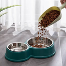 Comedouro e bebedouro inox Duplo para bicho de estimação cachorro ou gatos C/antiderrapante