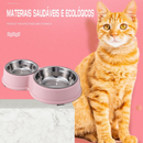 Comedouro e bebedouro inox Duplo para bicho de estimação cachorro ou gatos C/antiderrapante