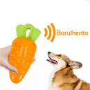 Mordedor Pet Cachorro Porta Petisco Resistente com Apito Vegetais Ajuda a Limpar os Dentes