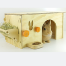 Casinha com Porta Feno para Coelhos e Roedores