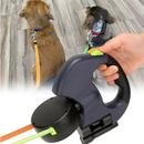 Guia Retrátil Duplo para Cães com Lanterna e Porta Saquinho Higiênicos Coleira