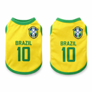 Roupinha Pet Brasil Camisa Copa do Mundo Nº10 Roupa para Cachorro e Gato Torcida