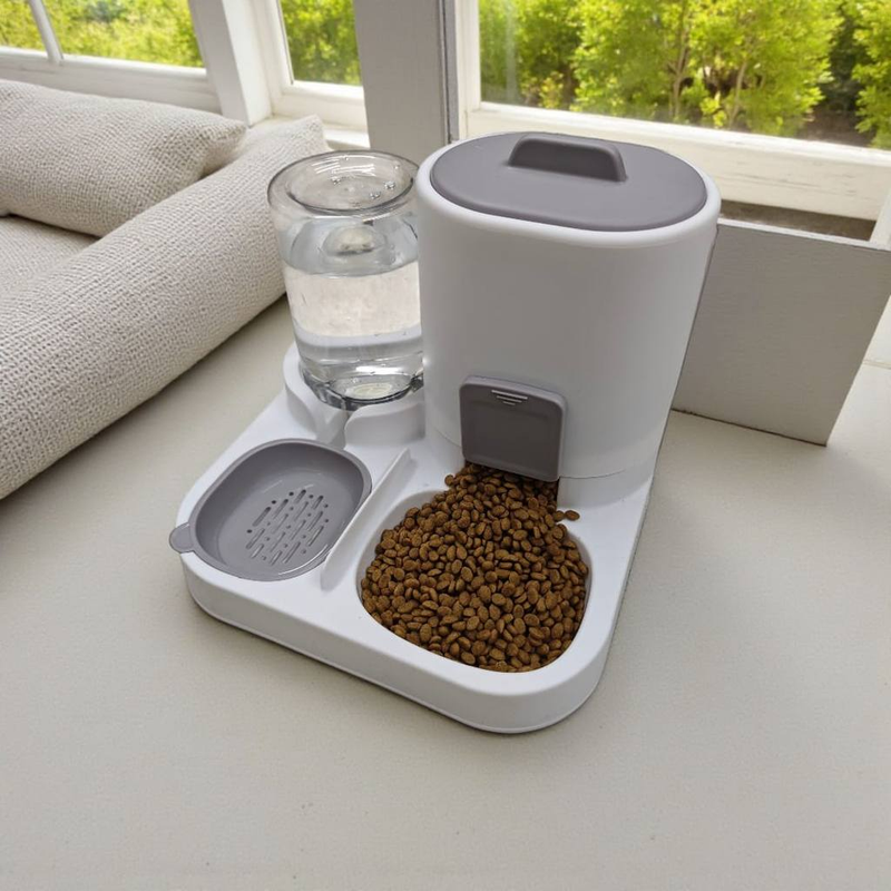 Bebedouro e Comedouro Automático 2 em 1 para Cães e Gatos | Controle de quantidade Filtro 3 Etapas